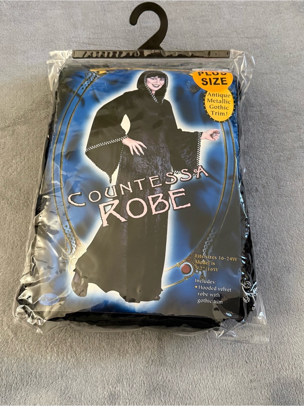 Gothic Countessa Robe Costume Plus Size 16-24W Halloween Vampire Witch Hooded